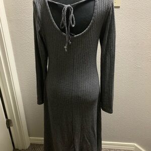 Elegant Gray Long Sleeve Dress